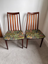 Load image into Gallery viewer, Pair of Mid century vintage G Plan dinning room chairs - reupholstered in Ruskin Velvet