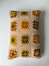 Load image into Gallery viewer, Handmade granny square crochet rectangle lumbar cushion 31 x 48cm
