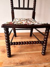 Load image into Gallery viewer, Victorian Bobbin turned chair with Sanderson embroidery upholstered seat