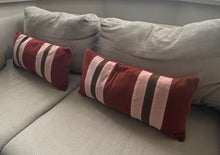 Load image into Gallery viewer, Large Rectangle terracotta striped velvet cushion