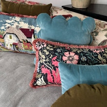 Load image into Gallery viewer, Scalloped edge square velvet cushion