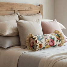 Load image into Gallery viewer, Vintage floral print ruffle bolster 43 x 18 cm handmade cushion