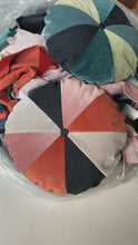 Load and play video in Gallery viewer, Small patchwork pie Velvet round cushion