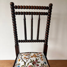 Load image into Gallery viewer, Victorian Bobbin turned chair with Sanderson embroidery upholstered seat
