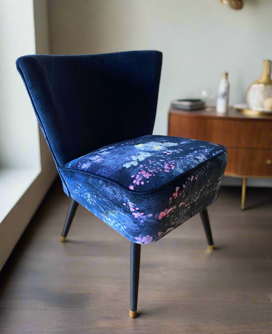 Fabulous navy intergalactic velvet cocktail chair