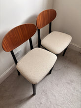 Load image into Gallery viewer, Pair of refurbished Eco Boucle Retro MCM dinning room, home office chairs
