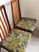 Load image into Gallery viewer, Pair of Mid century vintage G Plan dinning room chairs - reupholstered in Ruskin Velvet
