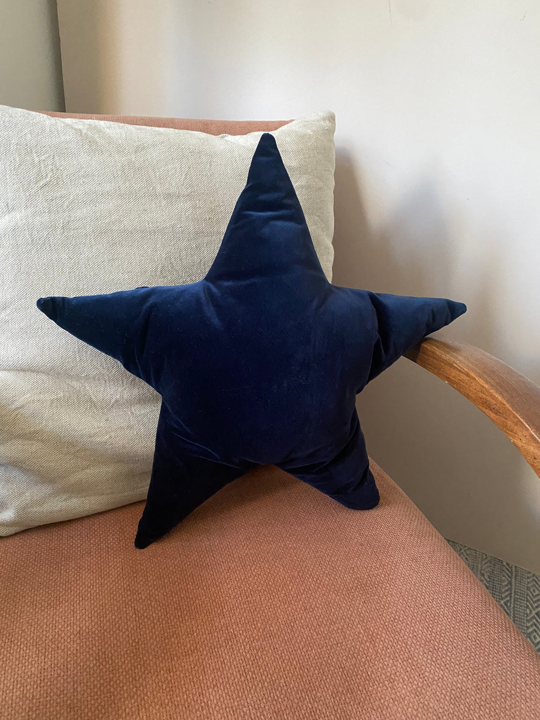 Navy Star velvet cushion