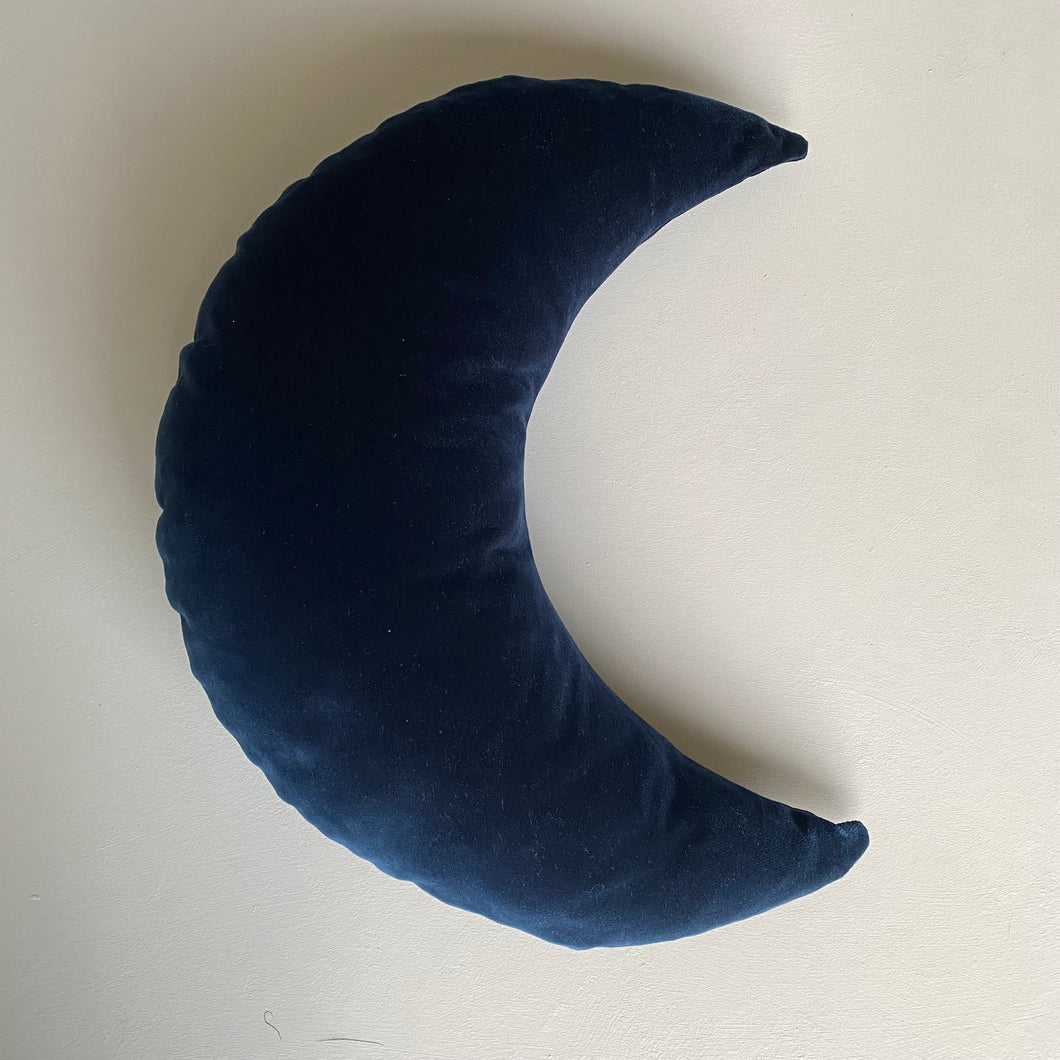 Navy Crescent moon velvet cushion
