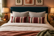 Load image into Gallery viewer, Large Rectangle terracotta striped velvet cushion
