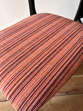 Load image into Gallery viewer, Pair of refurbished striped coral Retro MCM dinning room or home office chairs
