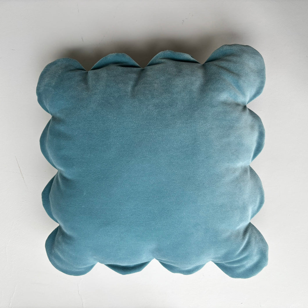 Scalloped edge square velvet  cushion