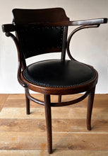 Load image into Gallery viewer, Classic steam bent Vienna Secessionist leather seated chair by J.J. Kohn &amp; Mundus
