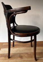 Load image into Gallery viewer, Classic steam bent Vienna Secessionist leather seated chair by J.J. Kohn &amp; Mundus
