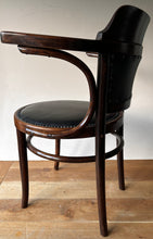 Load image into Gallery viewer, Classic steam bent Vienna Secessionist leather seated chair by J.J. Kohn &amp; Mundus
