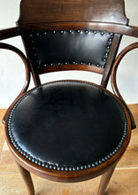 Load image into Gallery viewer, Classic steam bent Vienna Secessionist leather seated chair by J.J. Kohn &amp; Mundus
