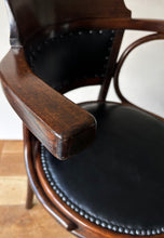 Load image into Gallery viewer, Classic steam bent Vienna Secessionist leather seated chair by J.J. Kohn &amp; Mundus
