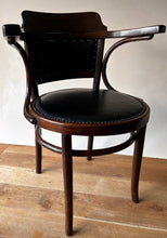 Load image into Gallery viewer, Classic steam bent Vienna Secessionist leather seated chair by J.J. Kohn &amp; Mundus
