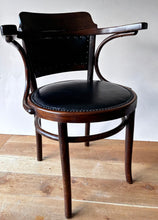 Load image into Gallery viewer, Classic steam bent Vienna Secessionist leather seated chair by J.J. Kohn &amp; Mundus

