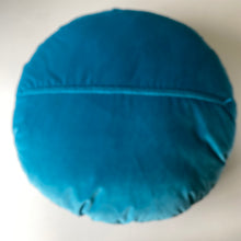 Load image into Gallery viewer, Large Velvet round light teal floor cushion
