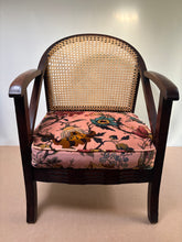 Load image into Gallery viewer, Vintage woven cane tub chair with beautifully reupholstered seat in a Designer velvet
