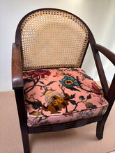 Load image into Gallery viewer, Vintage woven cane tub chair with beautifully reupholstered seat in a Designer velvet
