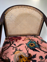 Load image into Gallery viewer, Vintage woven cane tub chair with beautifully reupholstered seat in a Designer velvet
