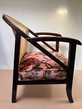 Load image into Gallery viewer, Vintage woven cane tub chair with beautifully reupholstered seat in a Designer velvet
