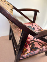 Load image into Gallery viewer, Vintage woven cane tub chair with beautifully reupholstered seat in a Designer velvet
