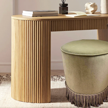 Load image into Gallery viewer, Sage green velvet fringed pouffe
