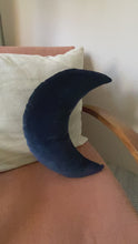 Load and play video in Gallery viewer, Navy Crescent moon velvet cushion
