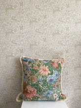 Load image into Gallery viewer, Marika vintage floral by Sanderson &amp; Co large fringed square cushion 48 x 48cm
