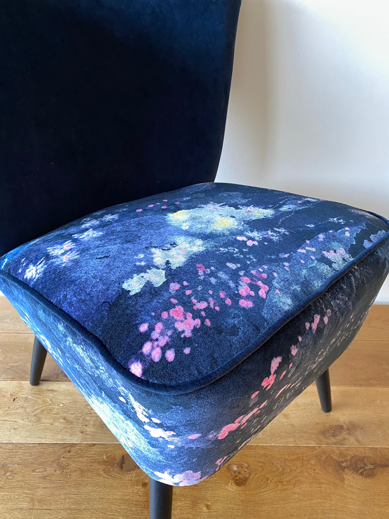Fabulous navy intergalactic velvet cocktail chair